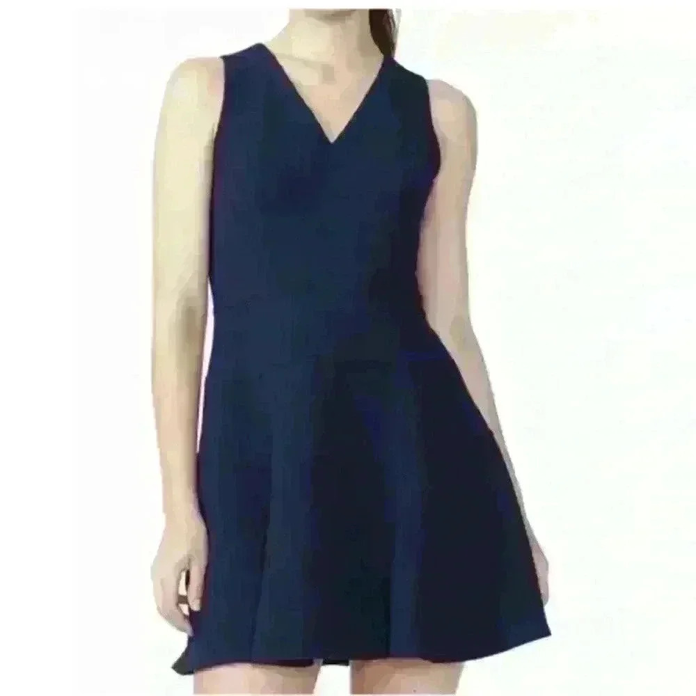 Armani Exchange Women's V Neck Fit And Flare Dress Navy Blue Size 2